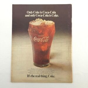 VTG Coca-Cola Advertising Print Ad Real Thing Promo Ice Cold Drink Glass Coke